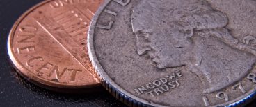 penny, quarter and other coins