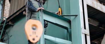 worker operating crane