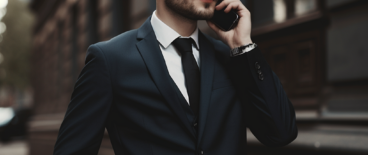 a man in a suit on the phone