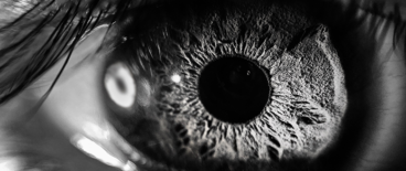 black and white close up of an eye