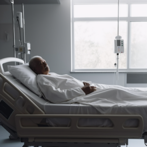 patient lying in hospital bed