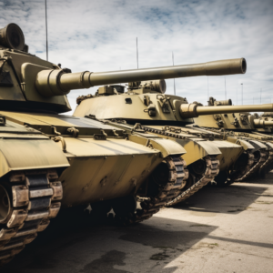 military tanks lined up in a row