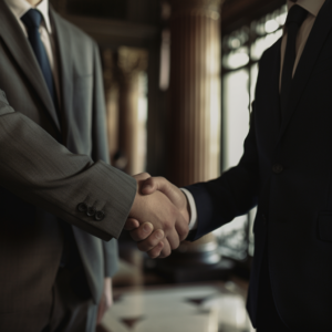 two men in suits shaking hands
