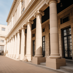 outside of courthouse with pillars