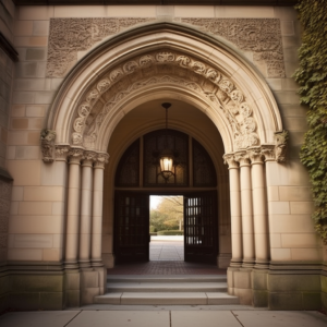 the entrance of a college university
