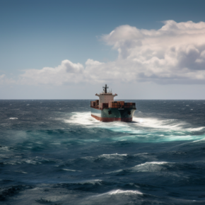 a cargo ship in the ocean