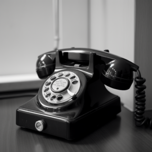 a black rotary telephone