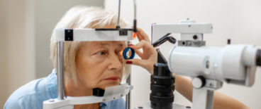 an old lady at the optometrist office