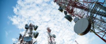 tall reception towers with antennas and equipment