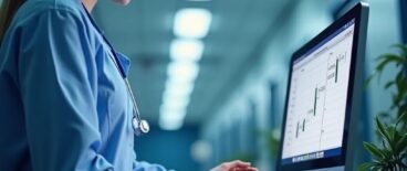 a medical professional enters information into a graph on a computer